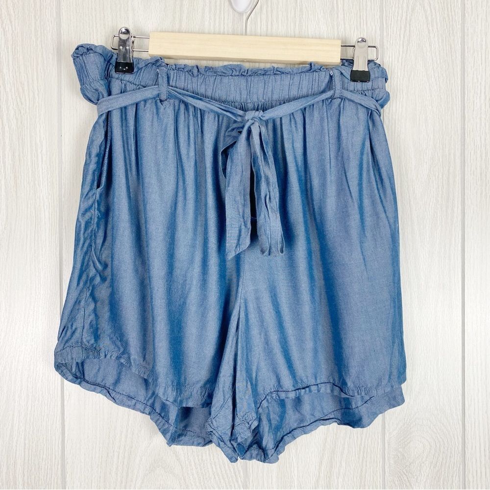 Torrid | Self Tie Paperbag Waist Mid Short - Chambray Blue | Size 1X